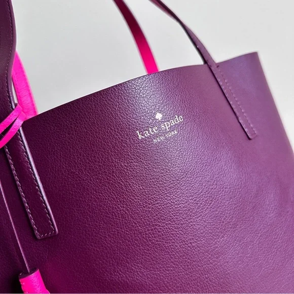 Kate Spade NY Ava Reversible Women's Tote Bag, Large - Pink and Burgundy - Picture 3 of 16